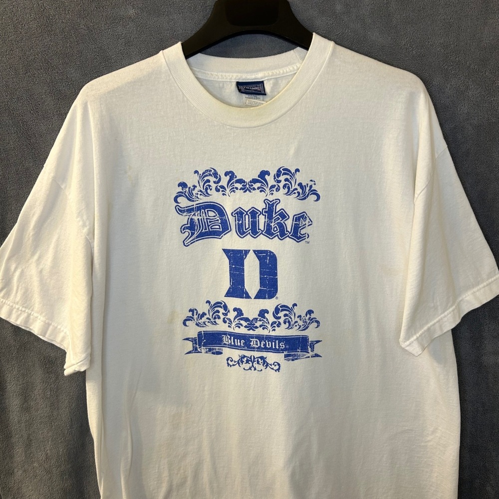 Vintage Duke Blue Devils T Shirt Mens XL White Team Edition Champs Sports Tee